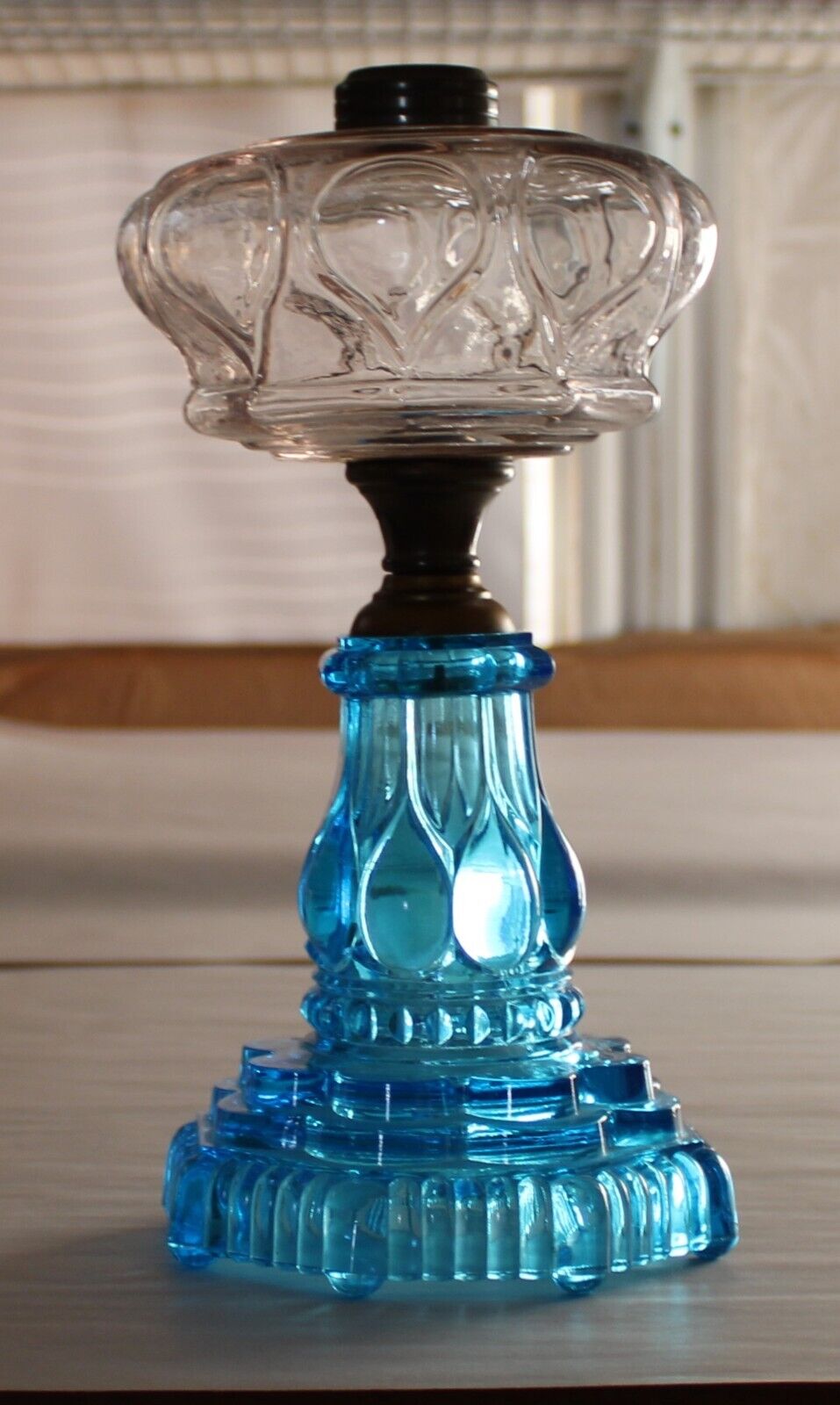 Antique Pride Oil Lamp Clear / Blue  12-1/2\