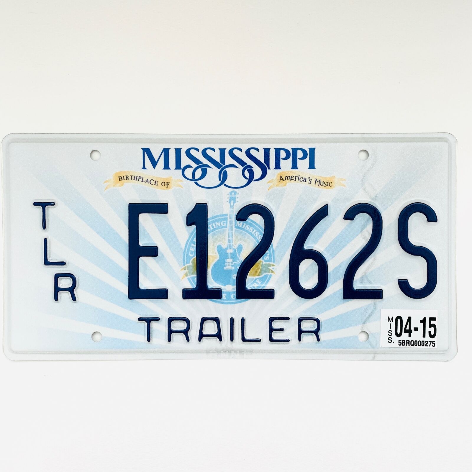 2015 United States Mississippi America\'s Music Trailer License Plate E1262S