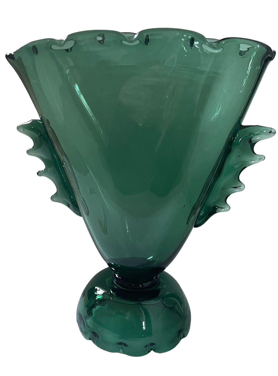Vintage Hand blown Emerald Green 13” Vase. Excellent condition.