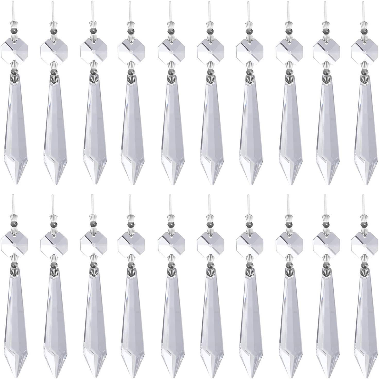 20 Pieces Clear Chandelier Crystals, 63Mm Replacement Crystal Icicle Prisms Pend