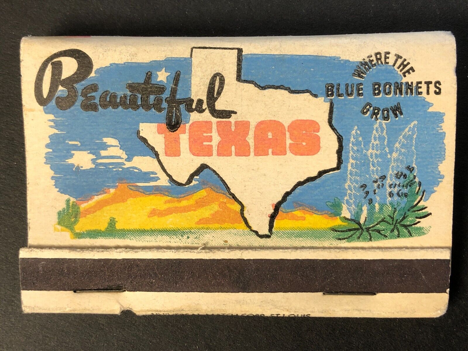 Beautiful Prosperous Texas Vintage Matchbook c1940\'s-50\'s w/ Oil Derricks Scarce