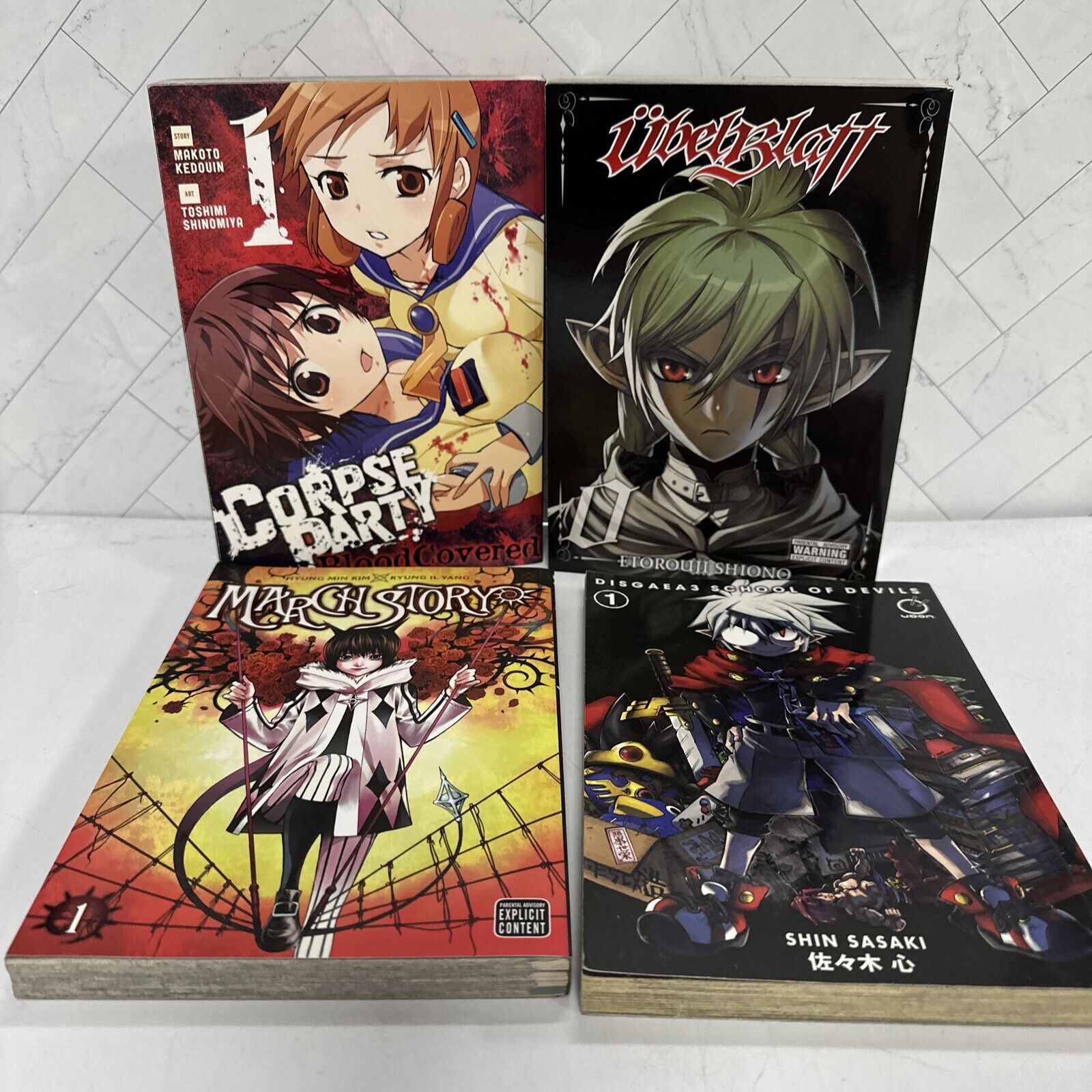 Lot of 4 Manga Novels - Corpse Party Ubel Blatt Disgaea March Story Adult Horror