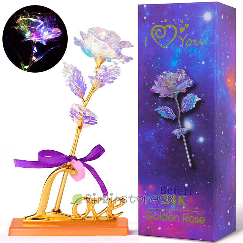 Mother's Day 24K Gold Foil Rose Flower LED Luminous Galaxy Valentine's Day Gifts