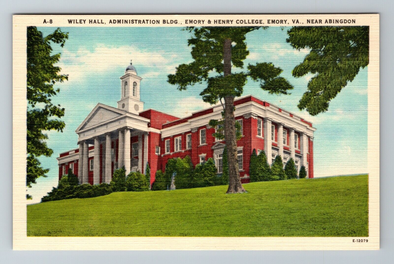 Emory VA-Virginia, Emory & Henry College, Wiley Hall Vintage Souvenir Postcard