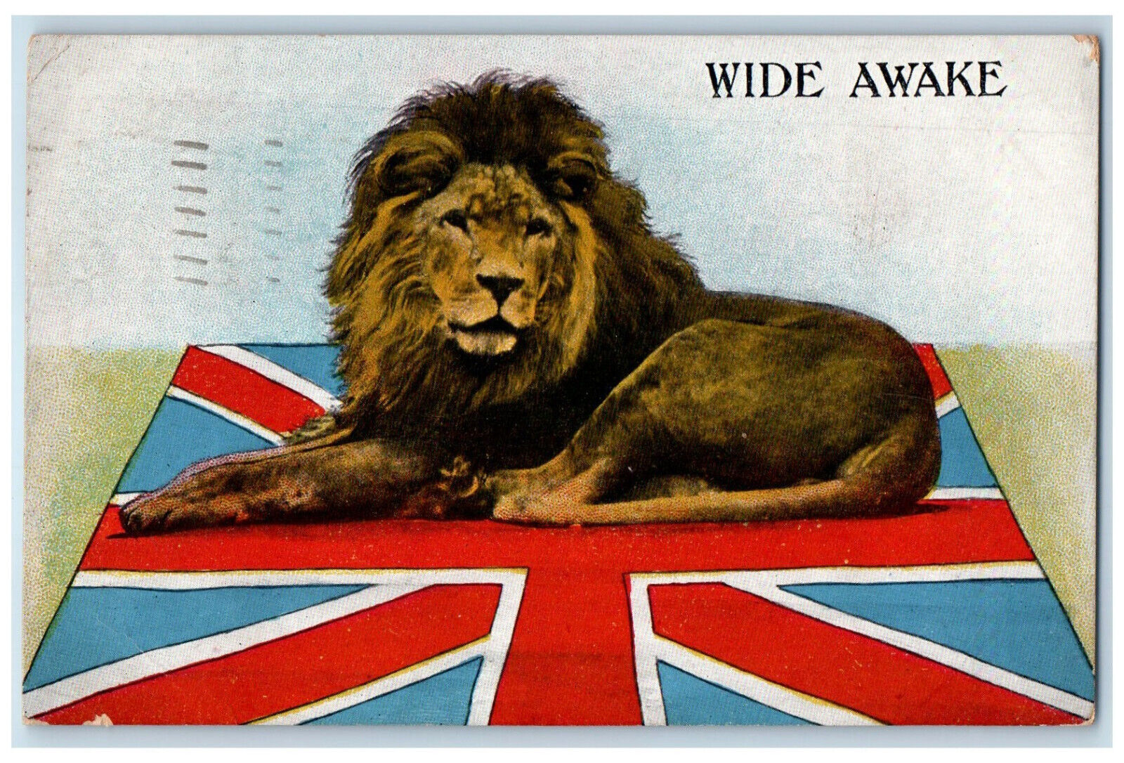 Galt Ontario Canada Postcard Wide Awake Lion UK Flag 1914 Antique Posted
