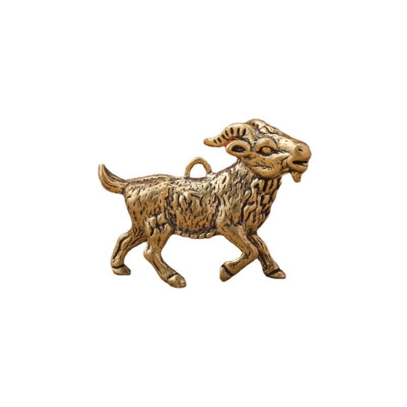 Brass Goat Keychain Pendant Tea Ceremony Ornament Handle Piece 1pc Creative