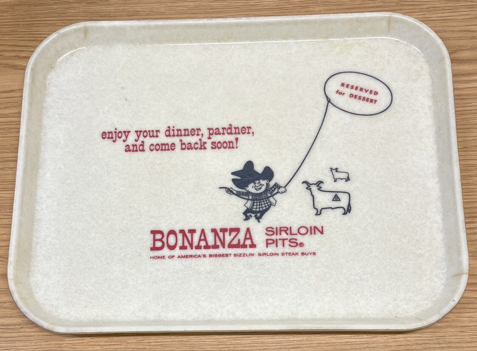 Vintage Bonanza Steak Sirloin Pit Fiberglass Tray Huntington Beach California