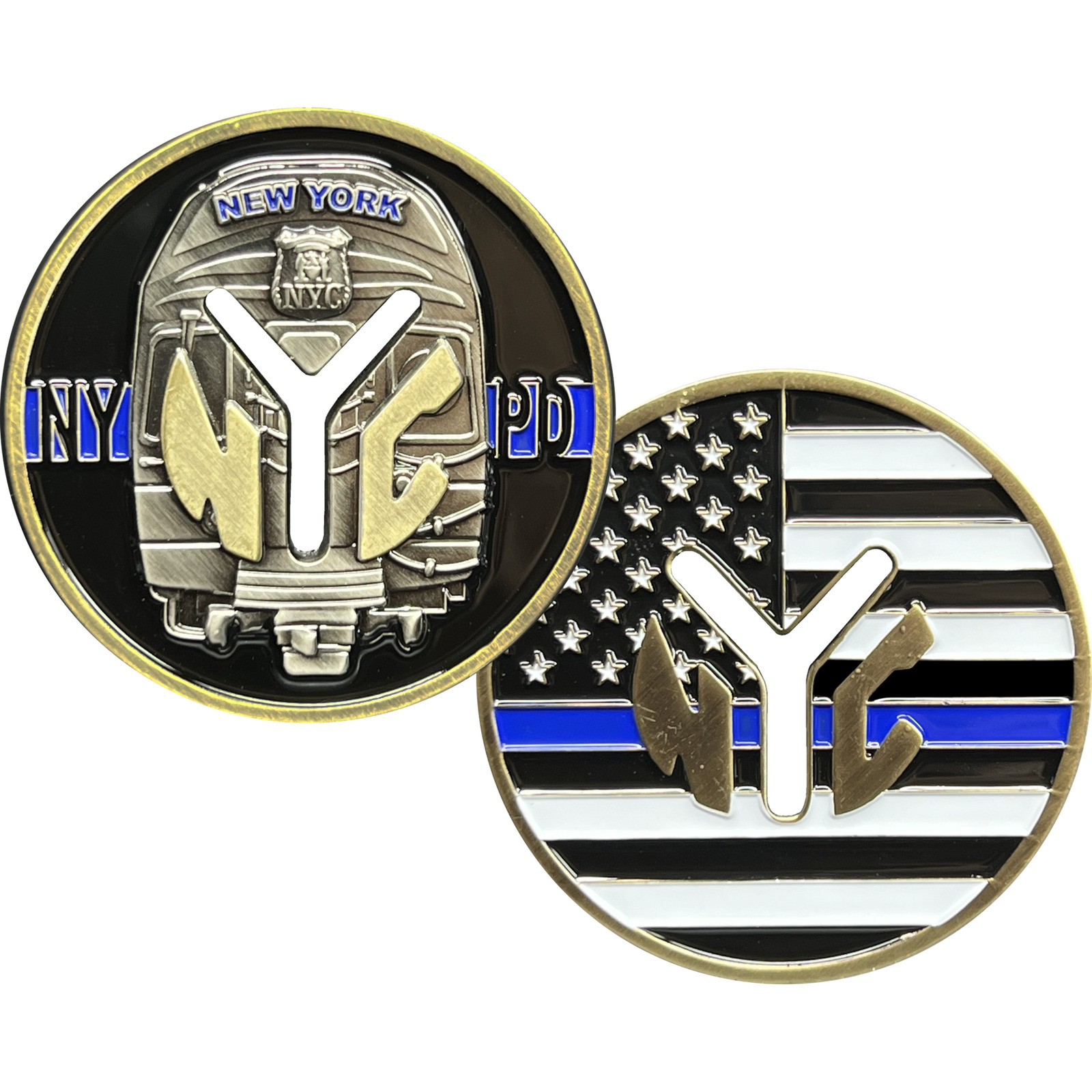 New York City Transit Police Department Thin Blue Line Challenge Coin GL1-001