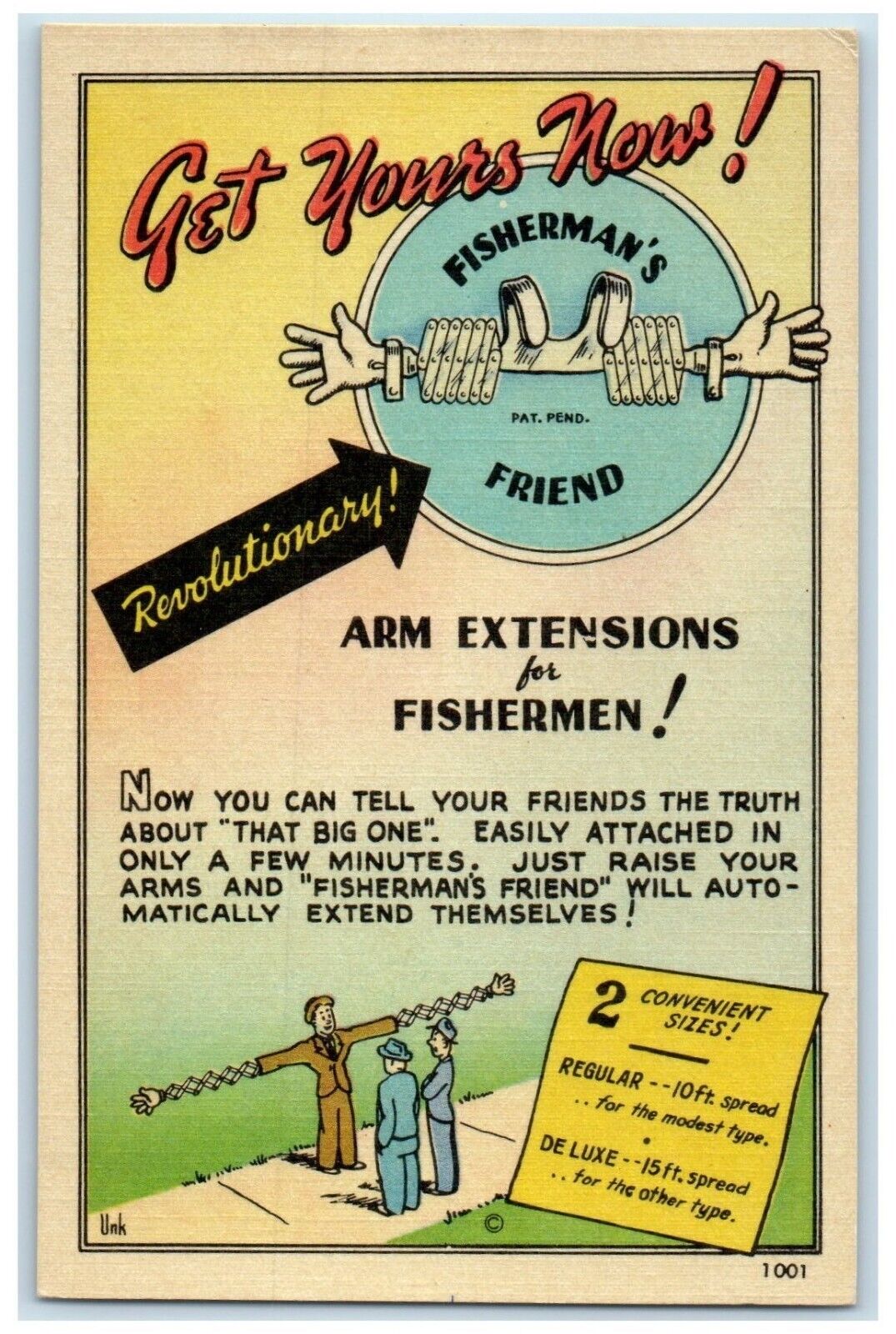 Arm Extension For Fisherman\'s Fishing Humor Advertising Vintage Postcard