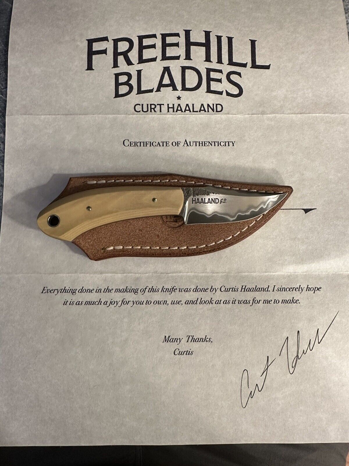 Fixed Blade EDC Damascus 5.9” Knife, Leather Sheath