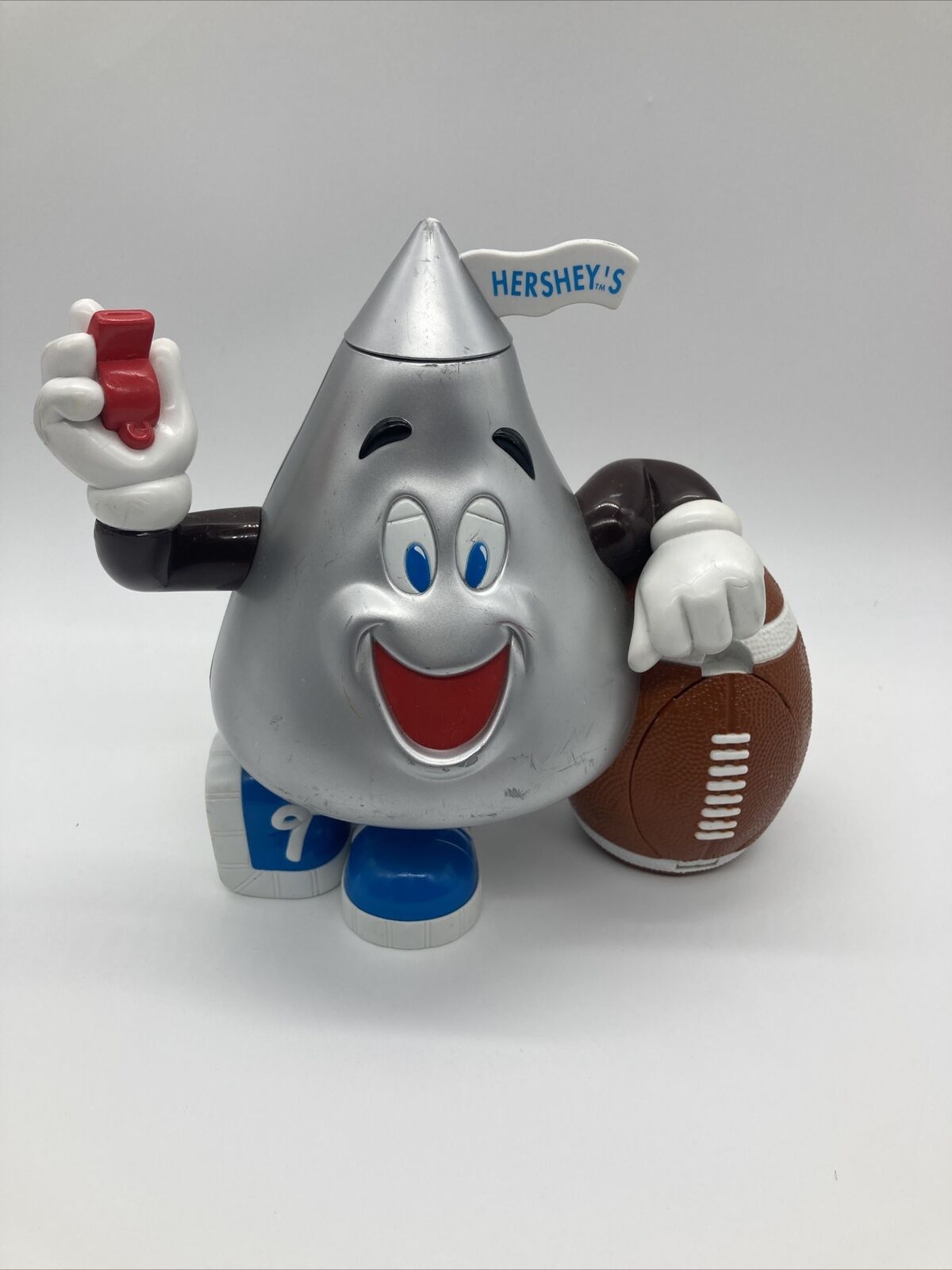 VINTAGE Hershey\'s Kiss Candy Dispenser with Football & Whistle (1999) Works Well