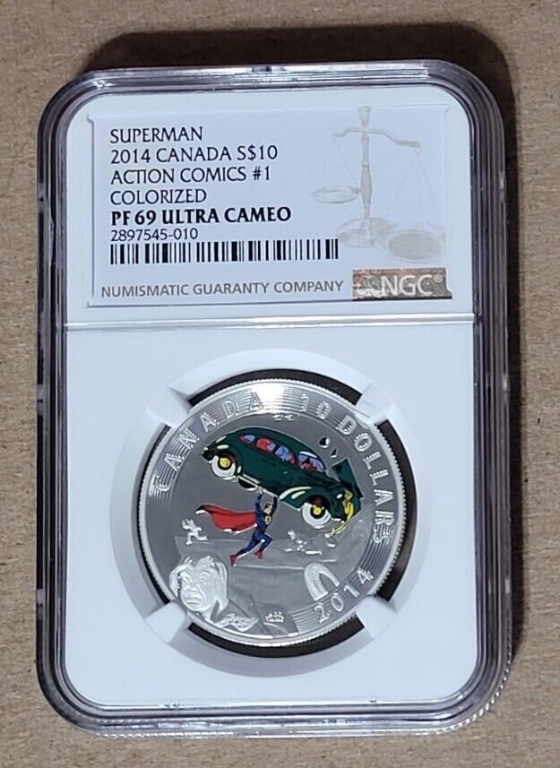2014 CANADA $10 - ACTION COMICS #1 - SUPERMAN - NGC PF69 UC - .999 SILVER COIN