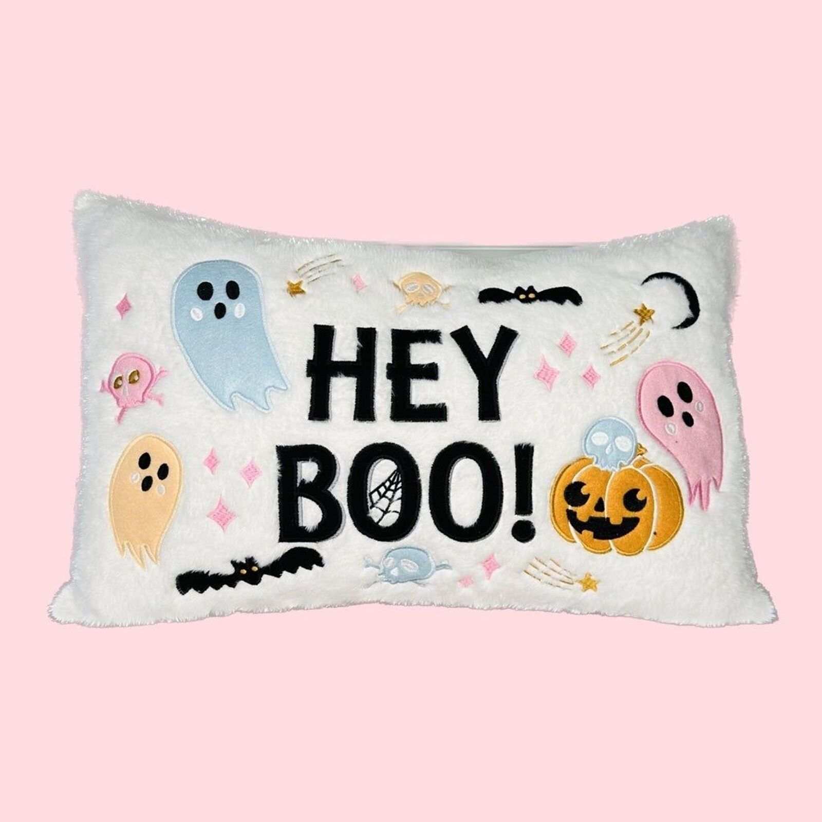 *RARE* Pastel “Hey Boo” Throw Pillow *PINKOWEEN* Ghosts and Pumpkins