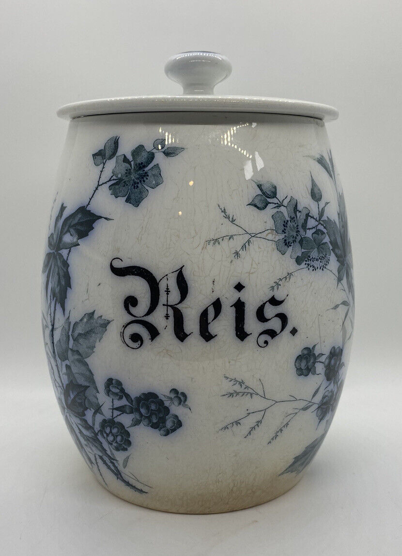 Antique Villeroy & Boch - REIS Rice Container Jar - RUBUS - METTLACH - GESCHÜTZT