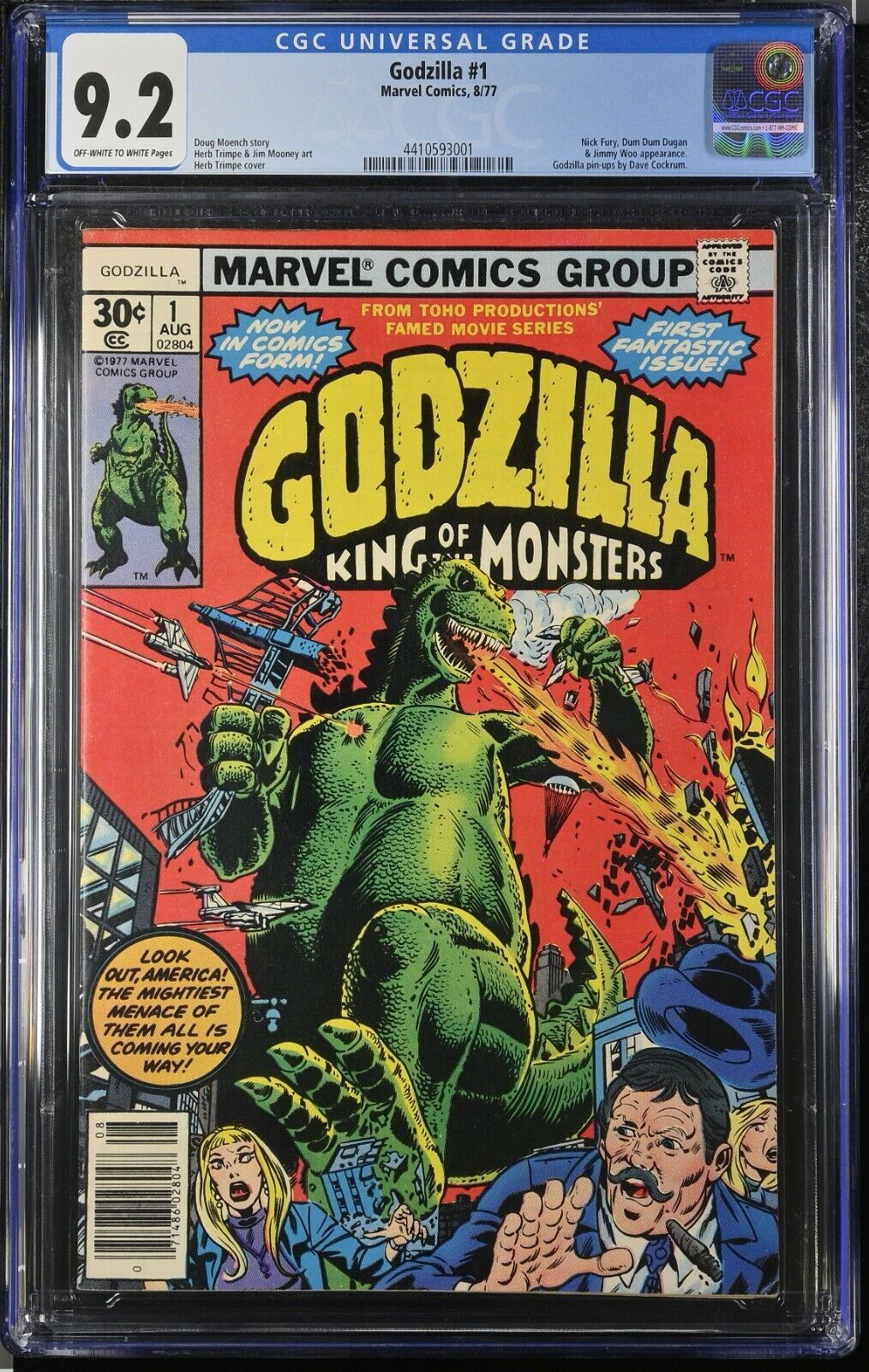 Godzilla #1 CGC 9.2  Off-White To White Pages - King Of The Monsters - 1977