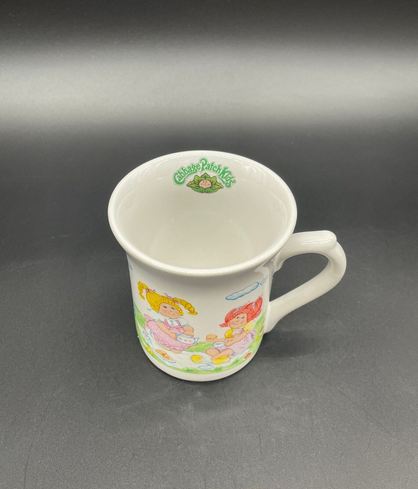 Vintage Coffee Cup Mug Cabbage Patch Kids Picnic Tea Party 1984 OAA Original
