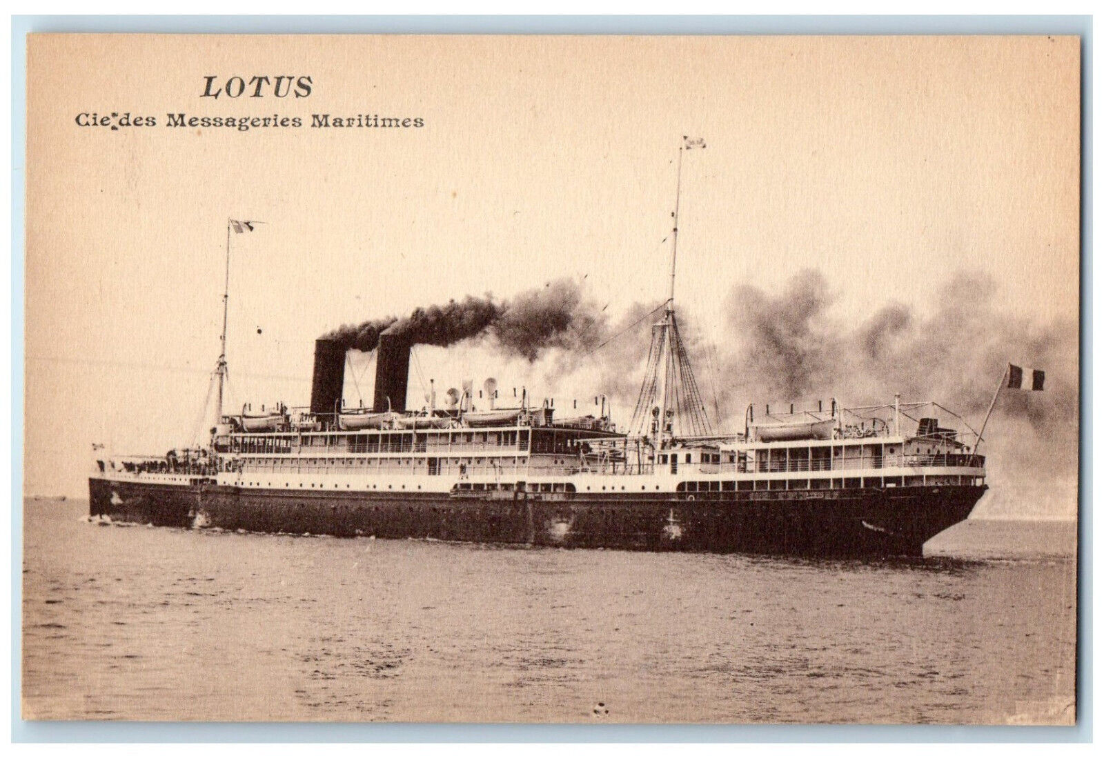 c1940\'s Messageries Maritimes Lotus Steamship Vintage Unposted Postcard