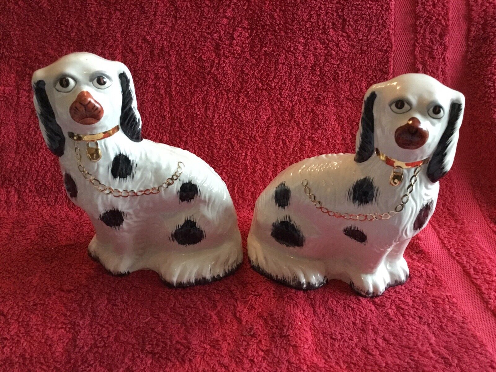 Late 19thC Unmarked Staffordshire “Wally Dogs” 8” (H) 6” (L) Wt 483 G