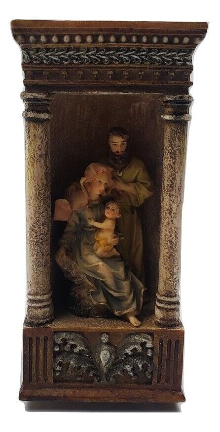 Holy Family Mary Joseph and Baby Jesus Musical Figurine Heavy Resin