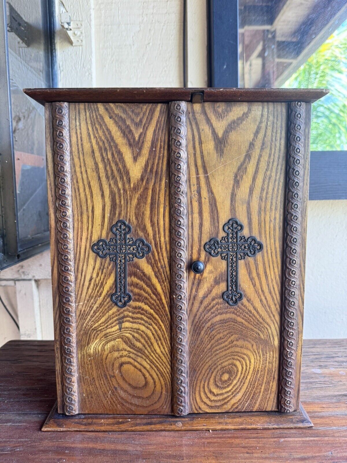 Early 20th Century  Antique Catholic Last Rites/Sick Call Box