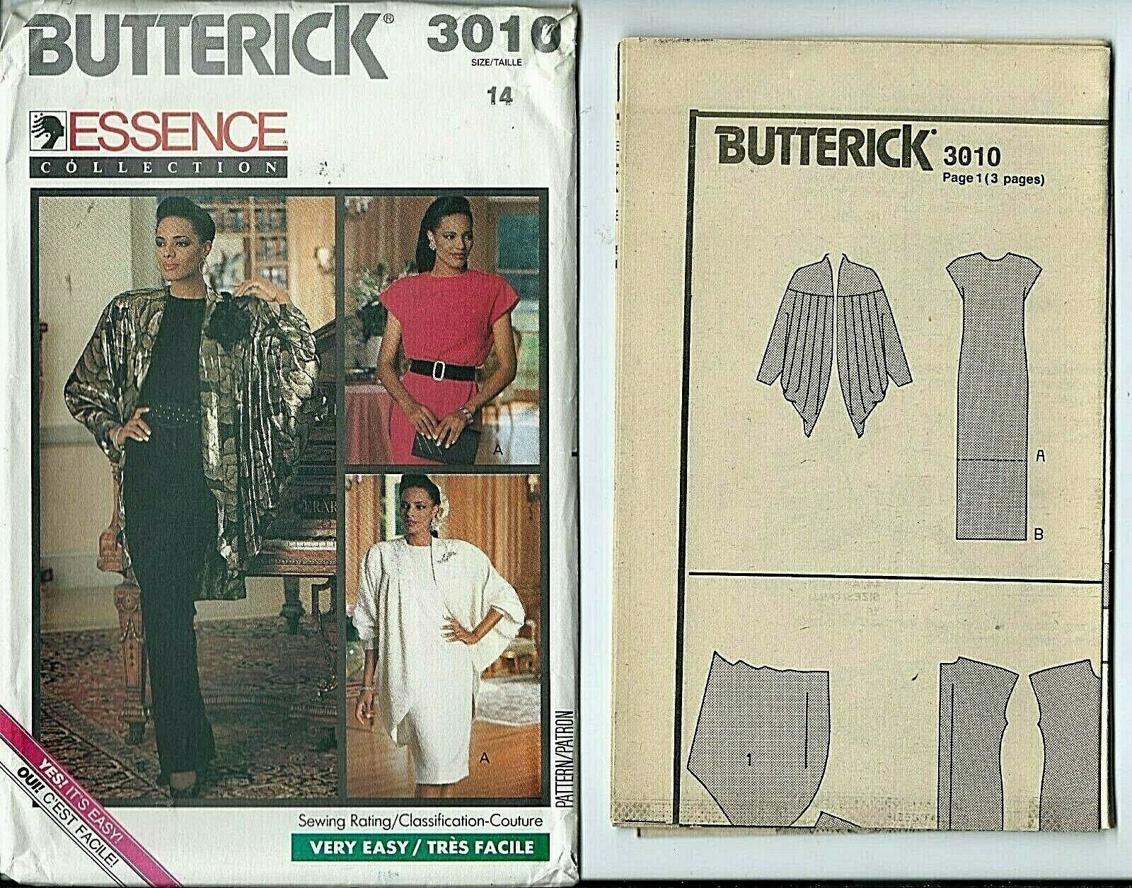B 3010 sewing pattern Essence DRESS trendy pleated JACKET sew chic UNCUT size 14