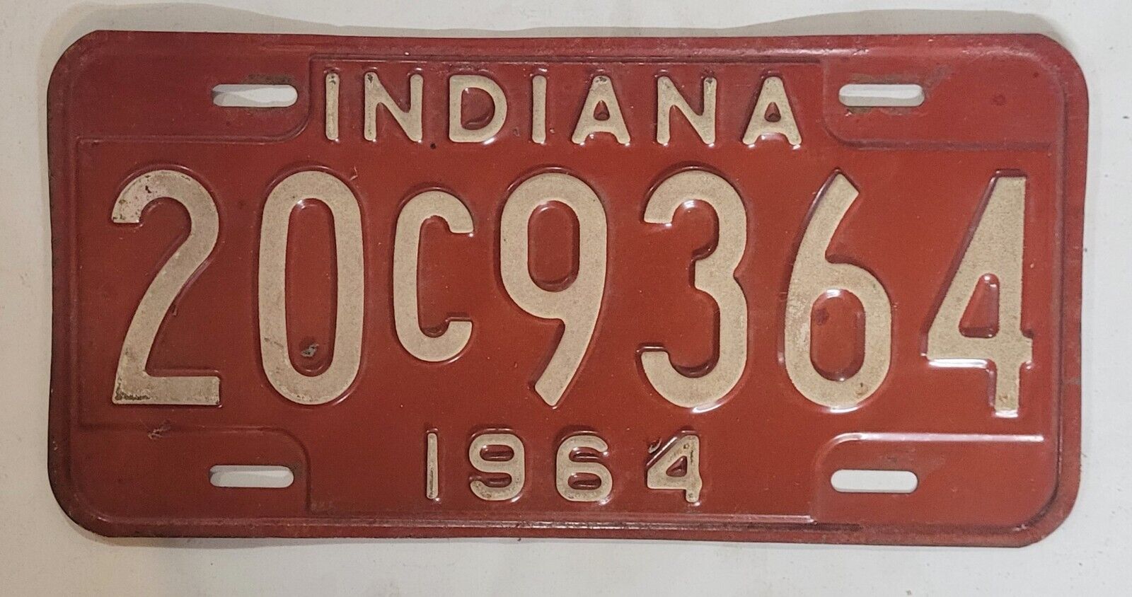 1964 Indiana Vintage License Plate ~ 20 C 9364 ~ 🔥  🔥