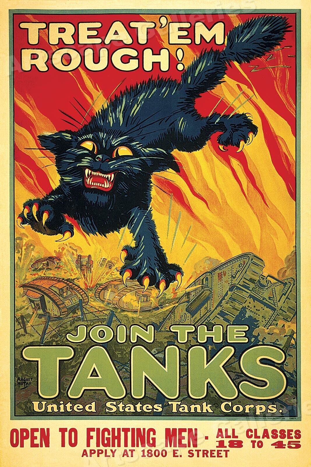 1917 Treat Em Rough Join the Tanks WWI US Tank Corp Poster - 24x36