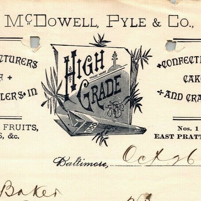 1898 Letterhead - McDowell, Pyle & Co. Foreign Fruits Baltimore Ephraim Baker* 