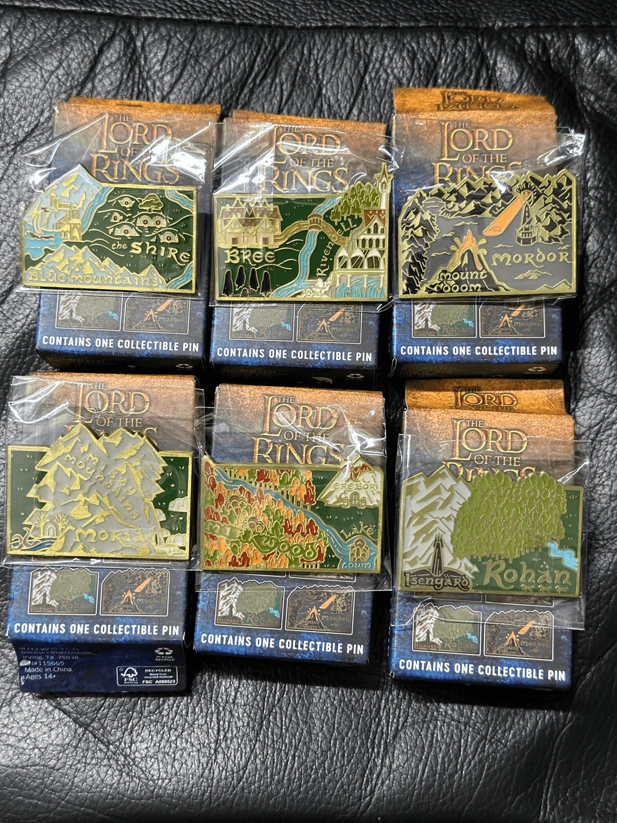 The Lord of the Rings Middle Earth Map Enamel Pin COMPLETE SET of 6