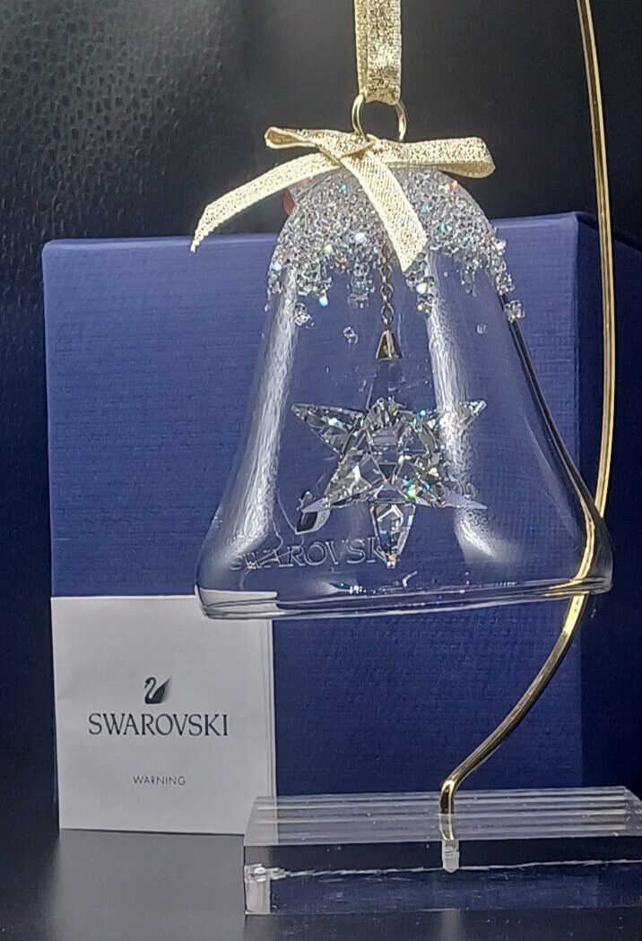 Swarovski Crystal 2022 Annual Edition Bell Ornament Gold Bow New In Box SALE 🪻