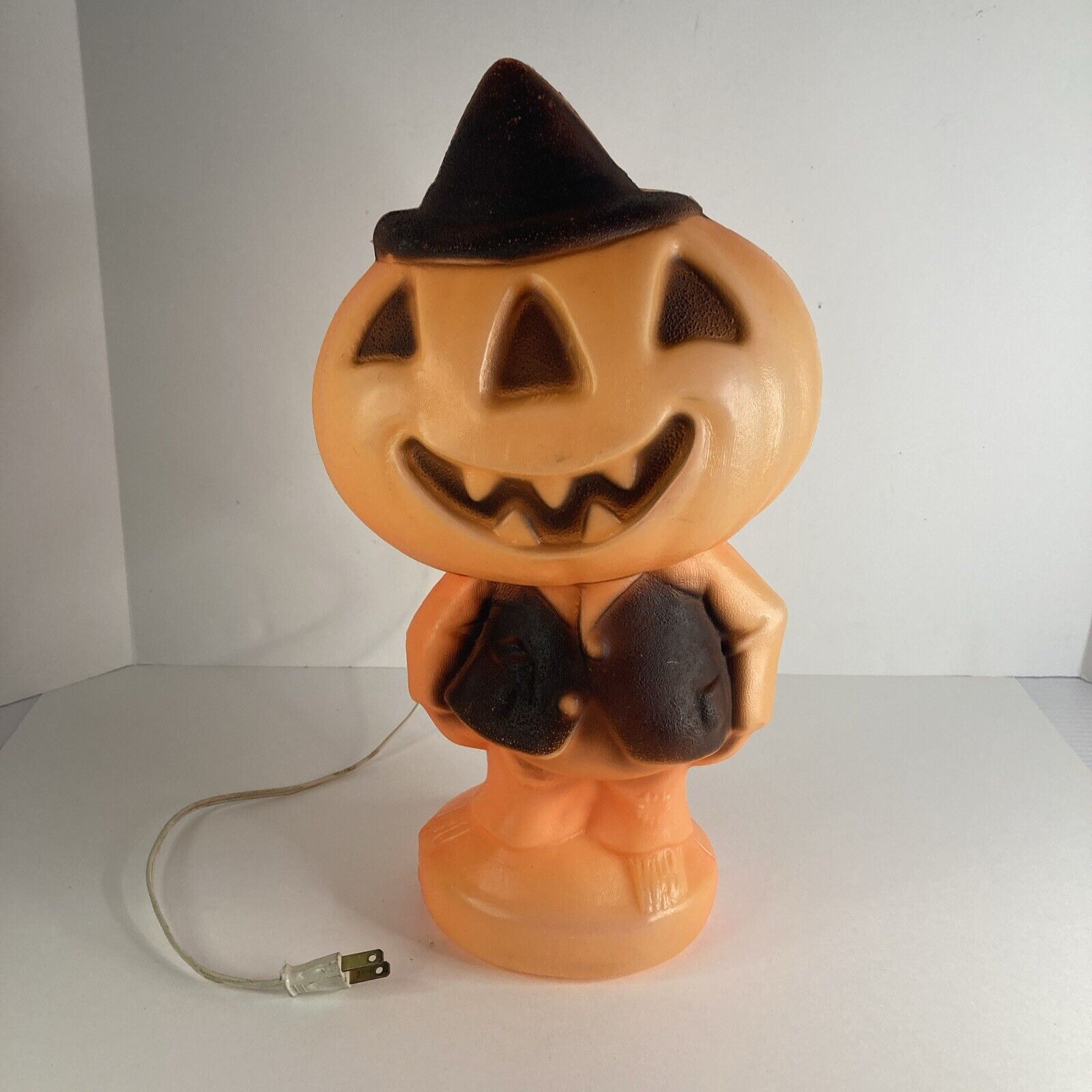 Vintage Gregg Products Pumpkin Man Blow Mold Halloween 15” Lighted