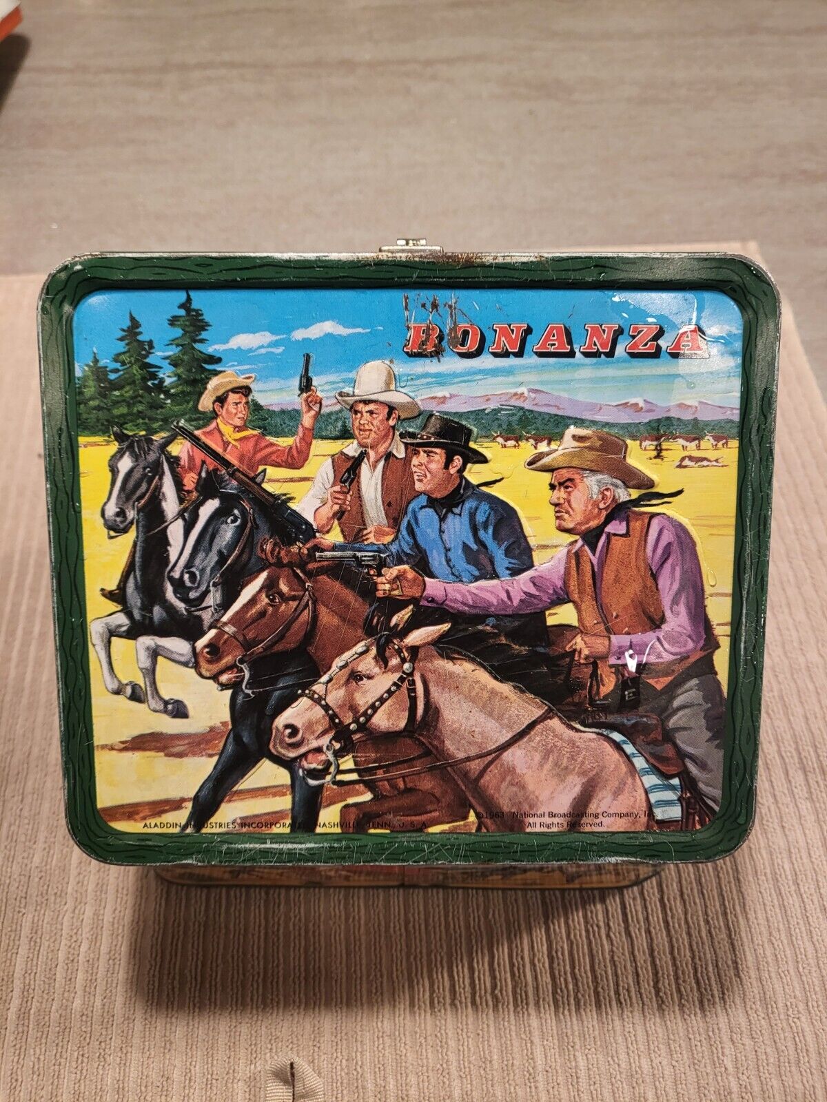 Vintage BONANZA Lunchbox & Thermos - TV - Ponderosa (1963) with Thermos