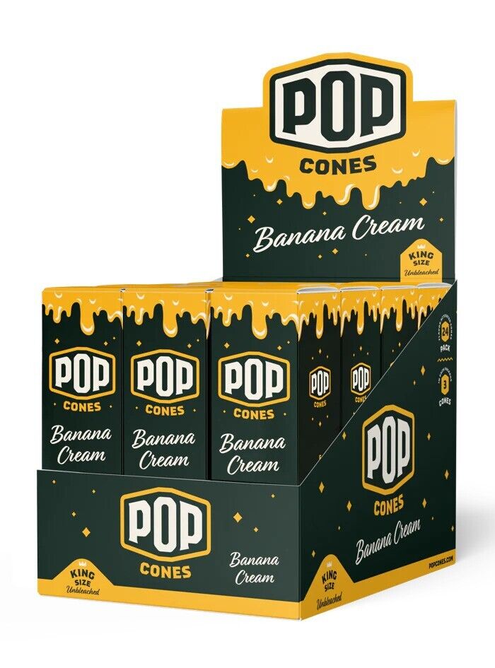 Pop Cones Flavor Activated 1.25 Banana Cream (FULL BOX/24 packs of 6 cones)