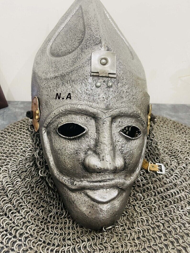 Medieval Knight Mask Ottoman Empire Helmet With Chainmail - Medieval Norman Half