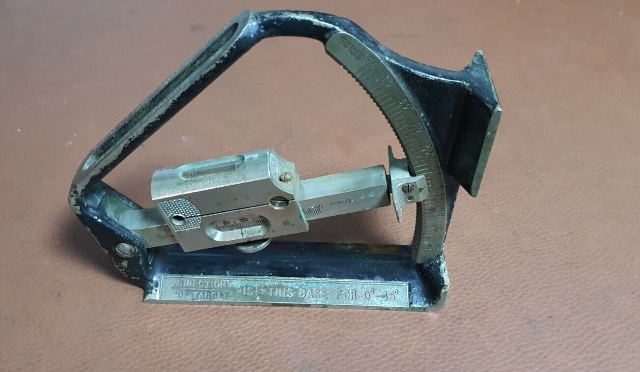 RARE GUN CLINOMETER FIELD MK VI WW1 DATED 1918 NO5140 TAYLOR & HOBSON 