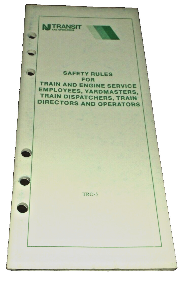 1991 NJT NEW JERSEY TRANSIT RAIL TRO-5 SAFETY RULES