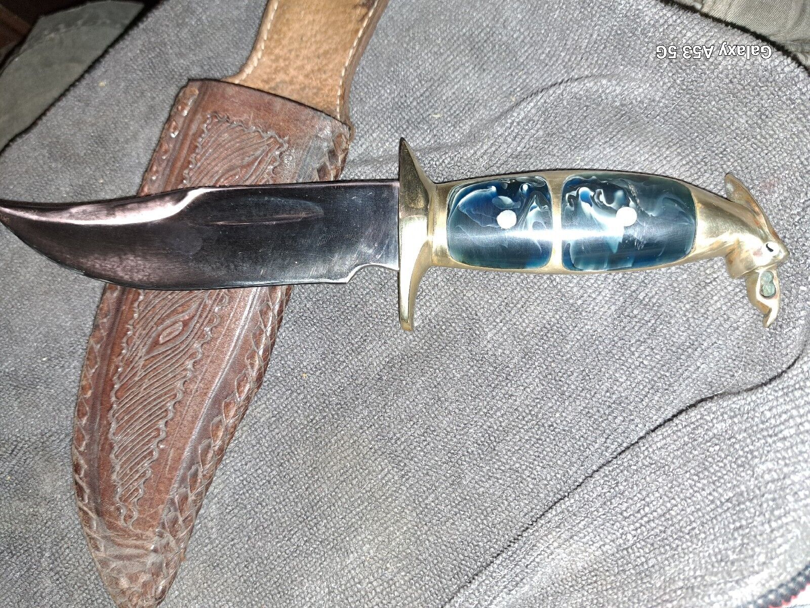 vintage eagle head knife with brass handle made in mexico