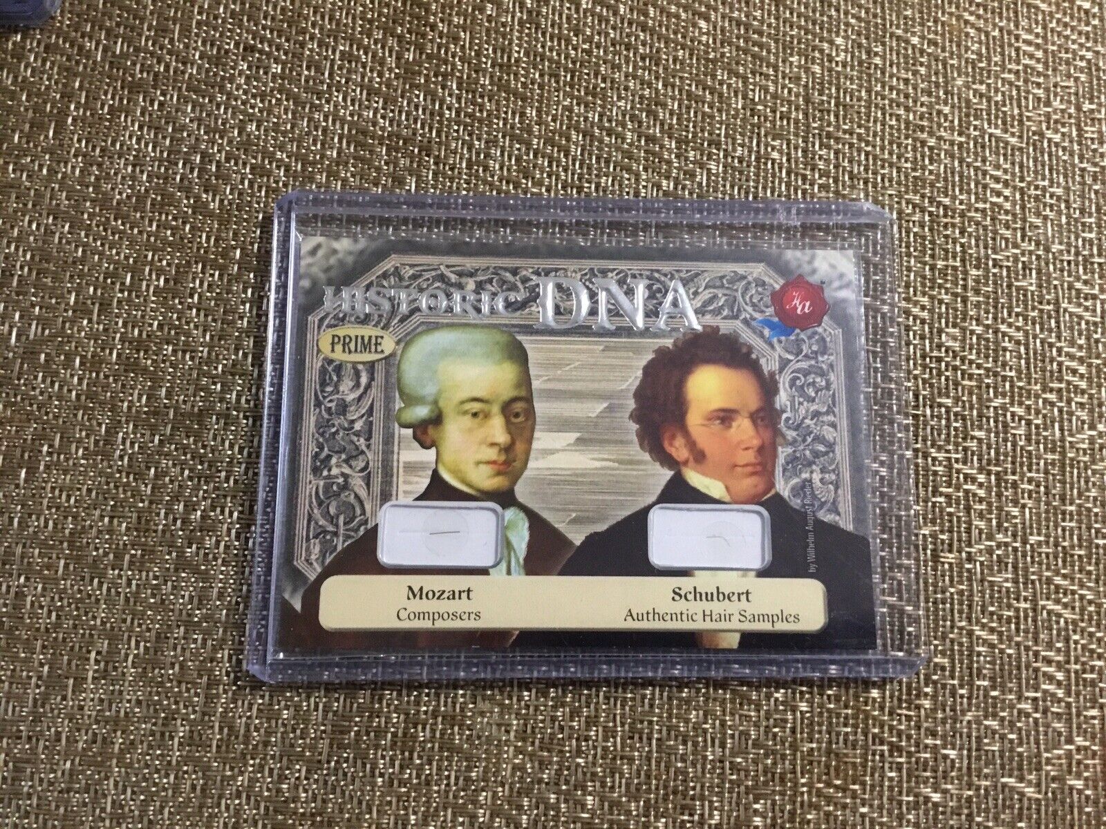 historic autographs dna hair card Two Great Composers Mozart And Schubert #1/6