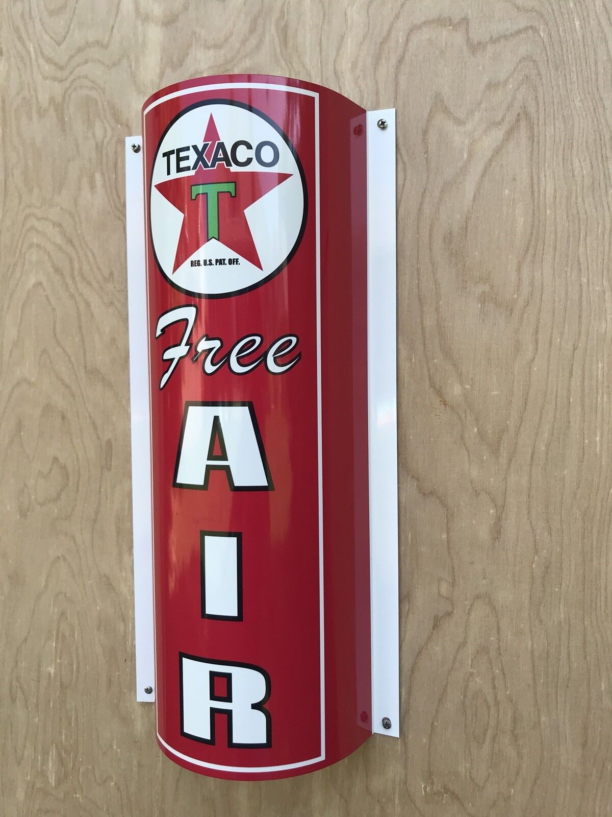 Texaco Free Air Curved Metal  Gasoline Gas sign Pump Oil WOW