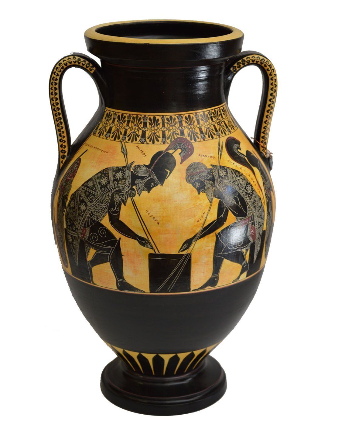 Achilles and Ajax - Exekias - Ancient Greek Amphora Vase Vatican Museum Replica