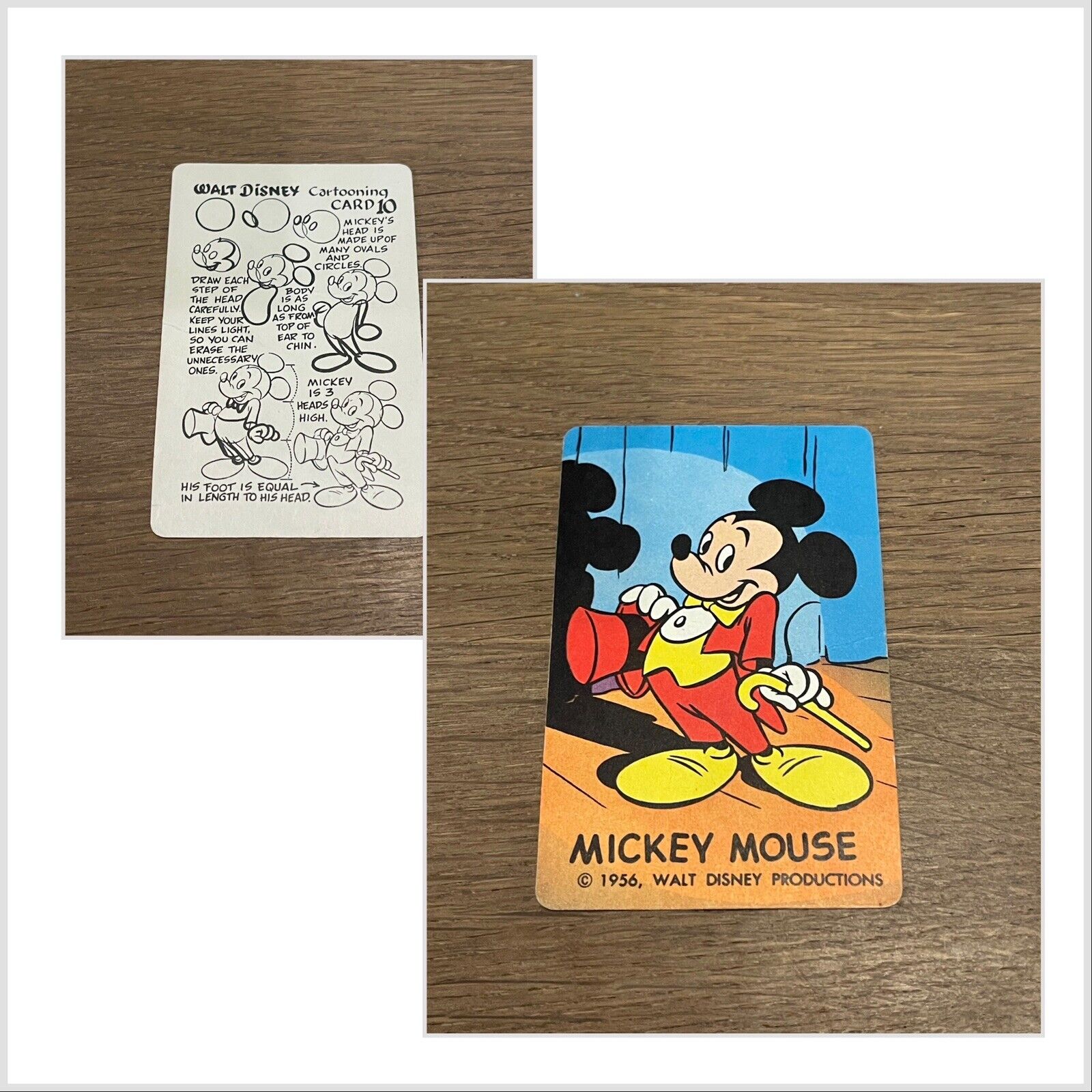 VINTAGE 1956 WALT DISNEY MICKEY MOUSE CARTOONING CARD EXTREMELY RARE DISNEY CARD
