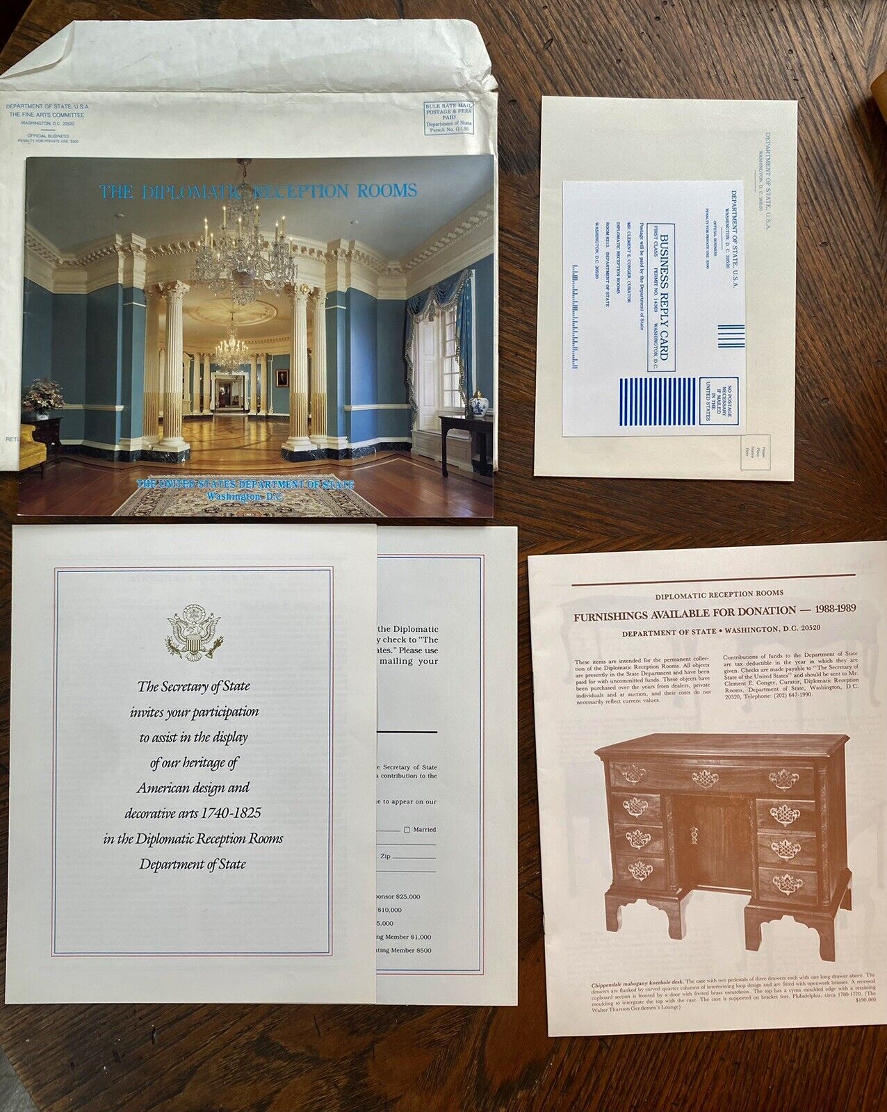 1989 Department Of State Diplomatic Reception Room Donation Catalogue, Book, etc
