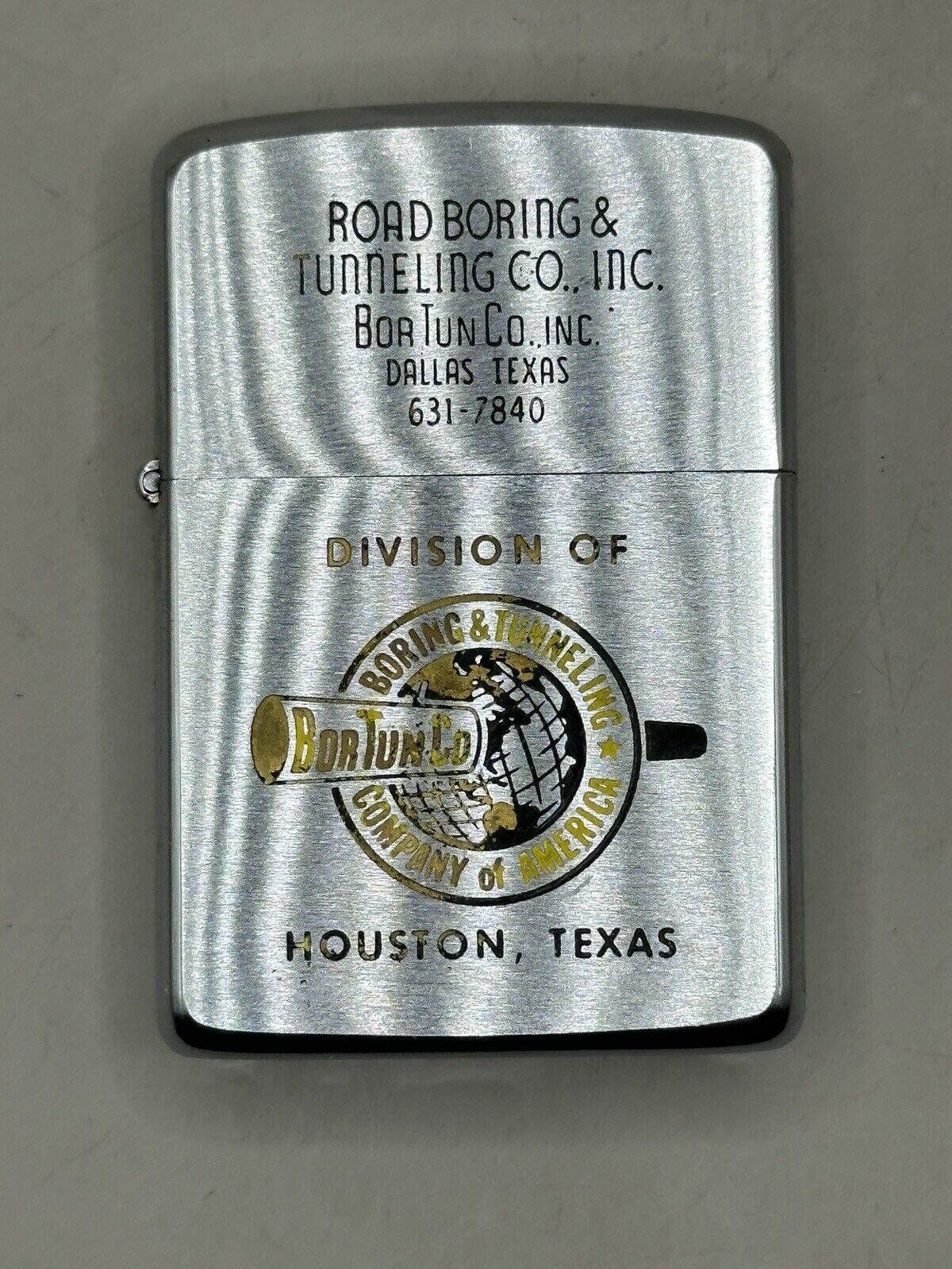Vintage 1967 Bortun Co. Group Road Boring Zippo Lighter NEW W/ Matching Insert