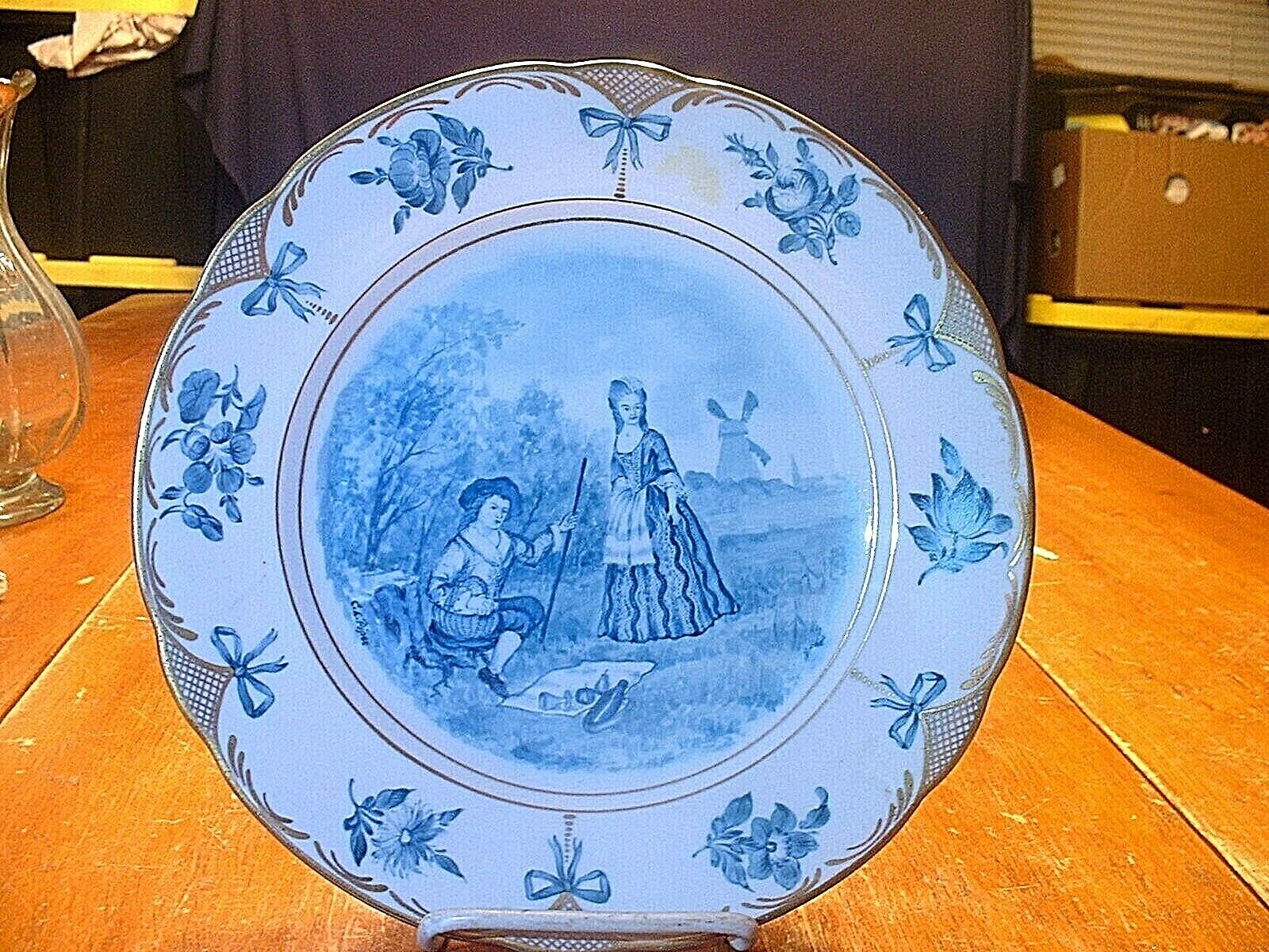Wonderful 18ThC French Porcelain Hand Painted Plate Artist Signed Pipee