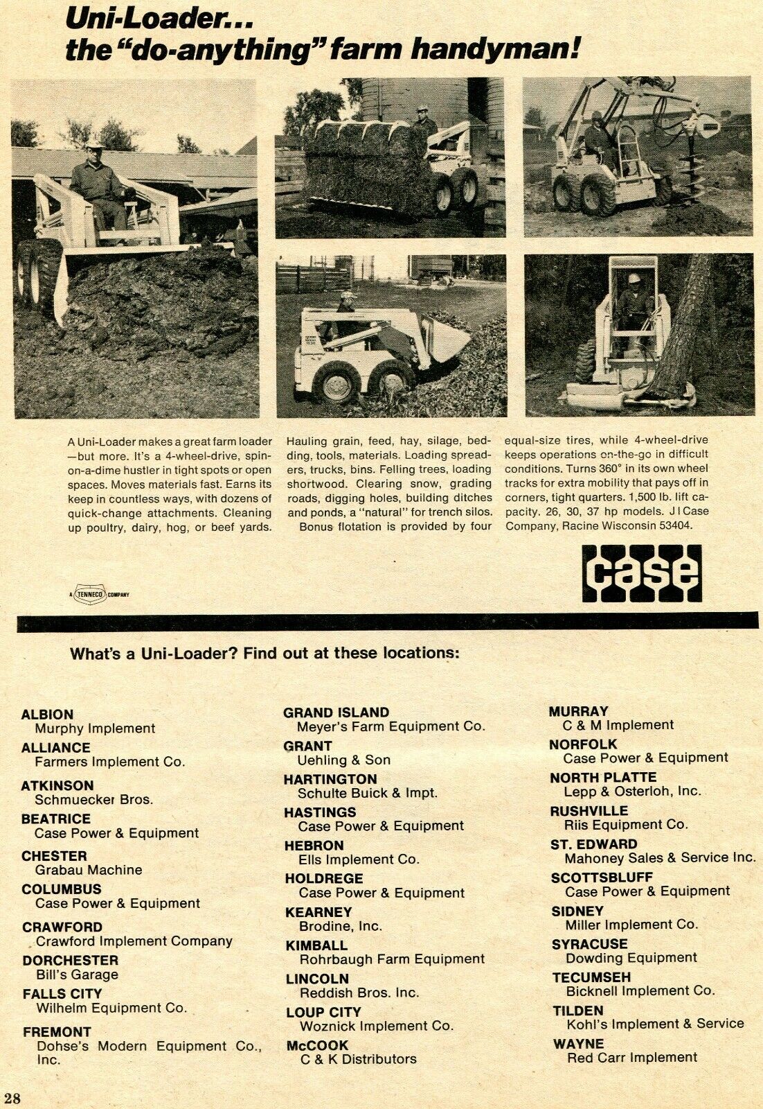 1970 Print Ad of Case Tractor Uni-Loader 1530 Farm Loader