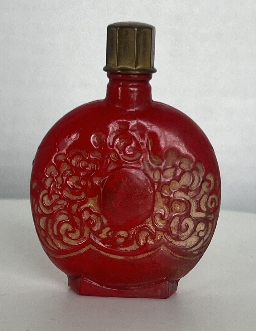 Lionceau Parfum Pour Bruns Red Bottle Art Deco 1920\'s H. Saumont Rare