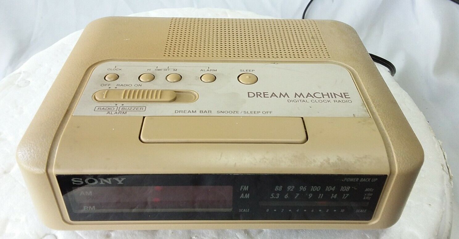 Sony Dream Machine ICF-C240 Radio Alarm Clock-1989-AM FM-Corded-Tested Works