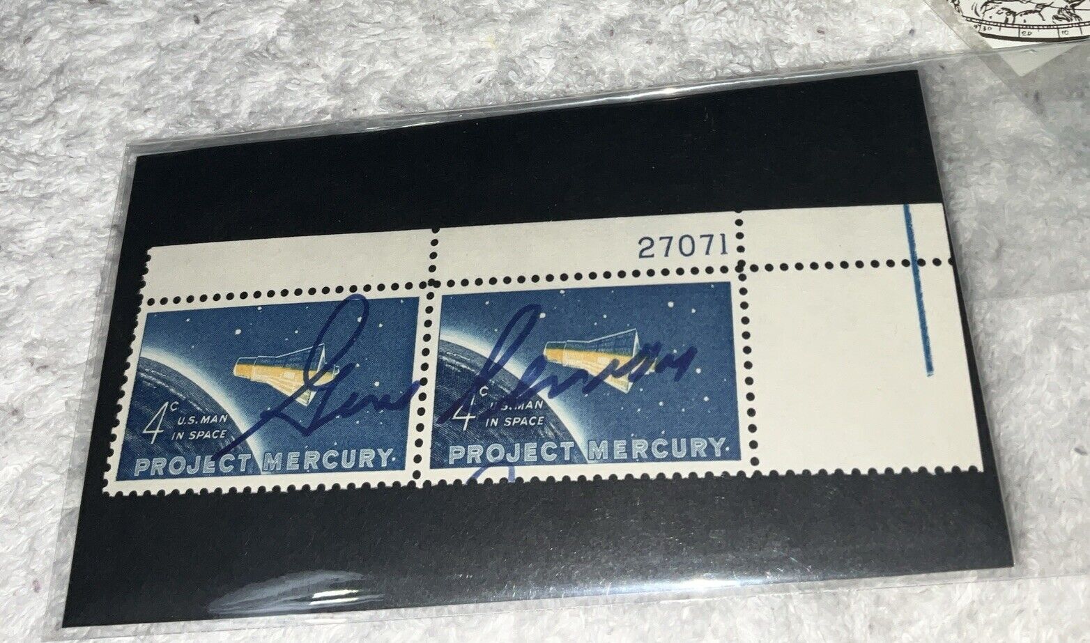 Gene Cernan Signed Mercury Stamps