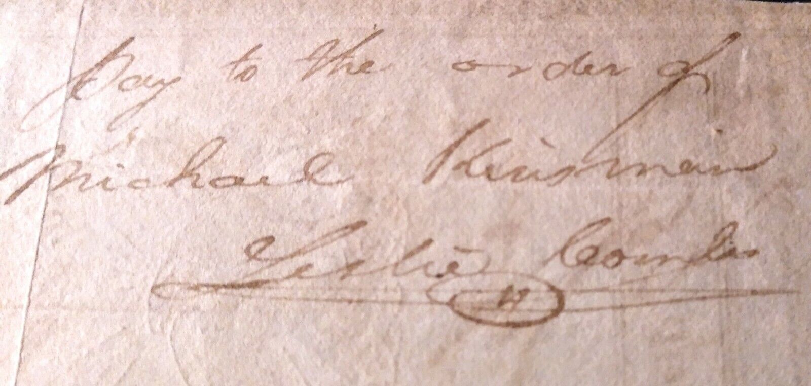 RARE 1/2 CHECK SIGNED BY CONGRESSMAN LESLIE COMBS. BORN 1793 WOUNDED WAR OF 1812