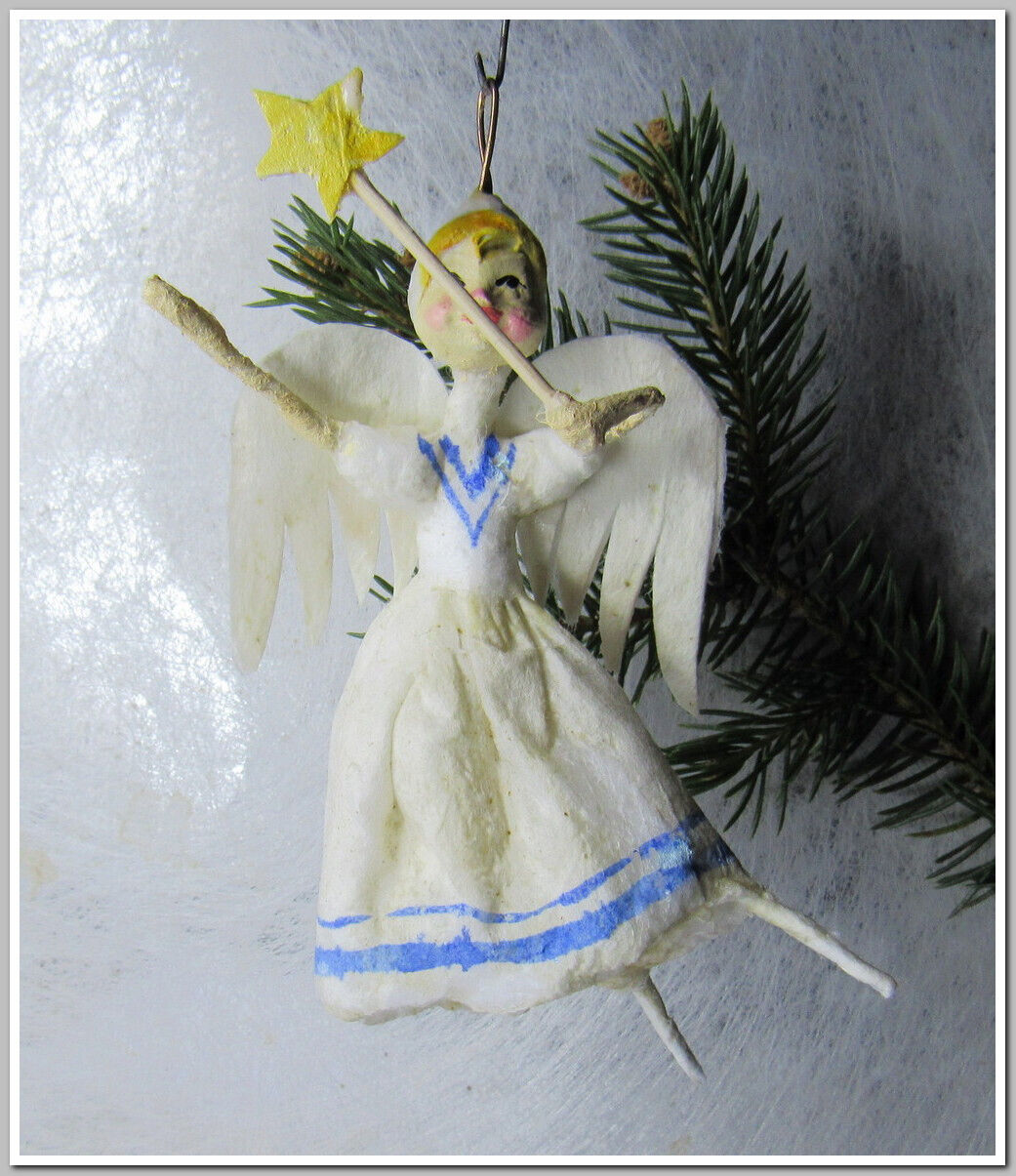 🎄Fairy-Vintage antique Christmas spun cotton ornament figure #151241